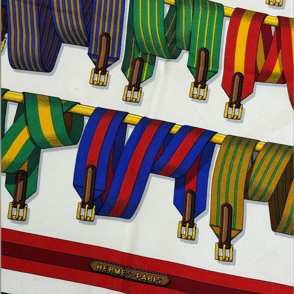 Hermès Carré Joachim Metz Les Sangles Handkerchief/Scarf - Picture 7 of 8